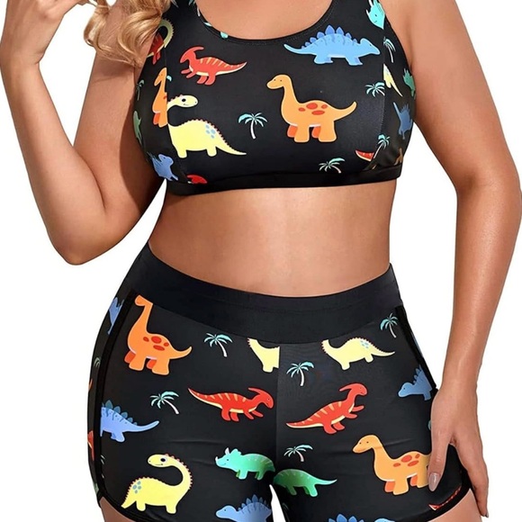 Holipick Other - Holipick Women Plus Size XL Novelty Print Dinosaur Bikini Built in Padding